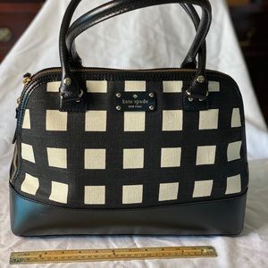 Kate Spade black and cream checkered medium tote